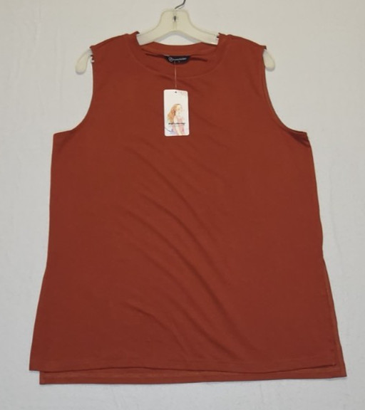 Pretty Garden Rust Tank Size Large Viscose Side Split Summer Classic Minimalist