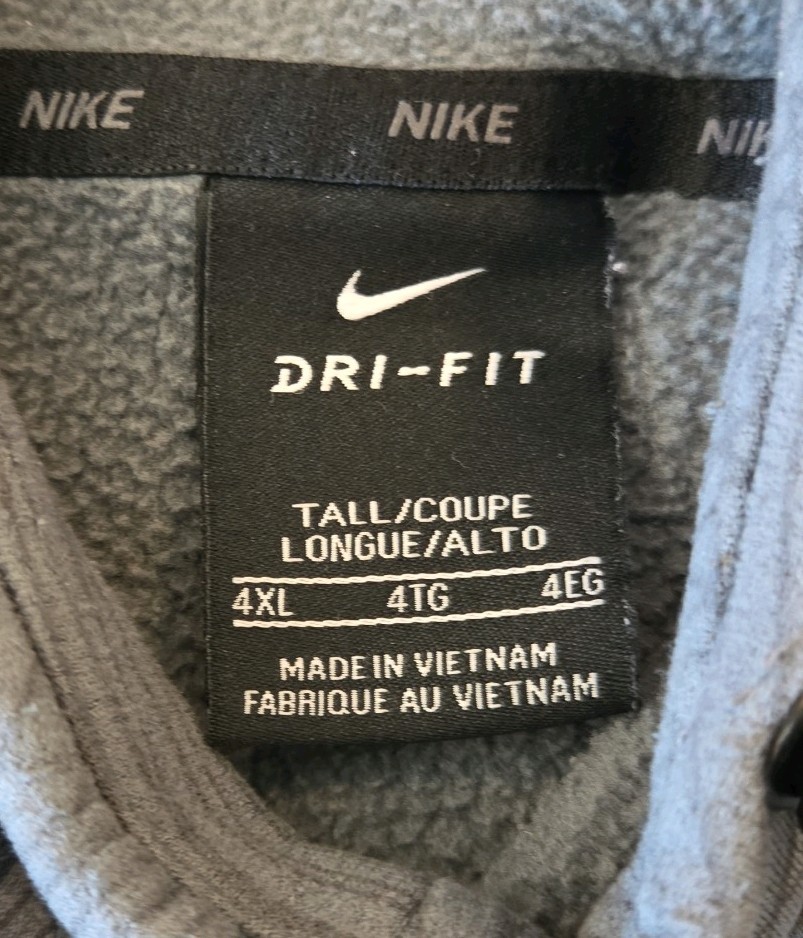 NIKE Dri Fit Hoodie Gray Mens Big and Tall Size 4XLT