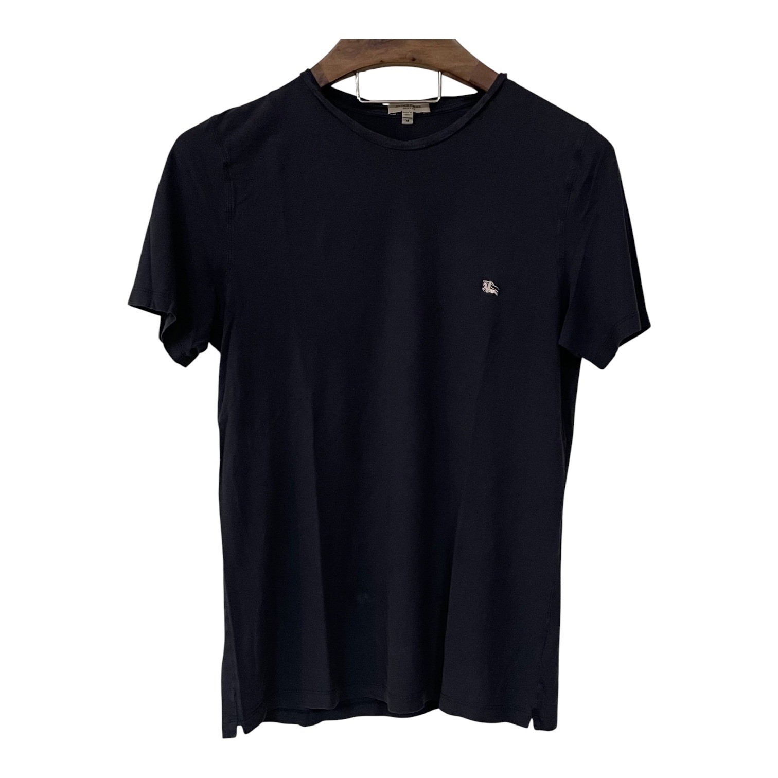 Burberry London Mens Navy Blue Crewneck Embroidered Logo T Shirt Preppy READ M
