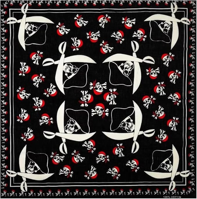 Bycc Bynn 4-Pack 100% Cotton Bandana Set, Vintage Graphic Print, 22×22 inches