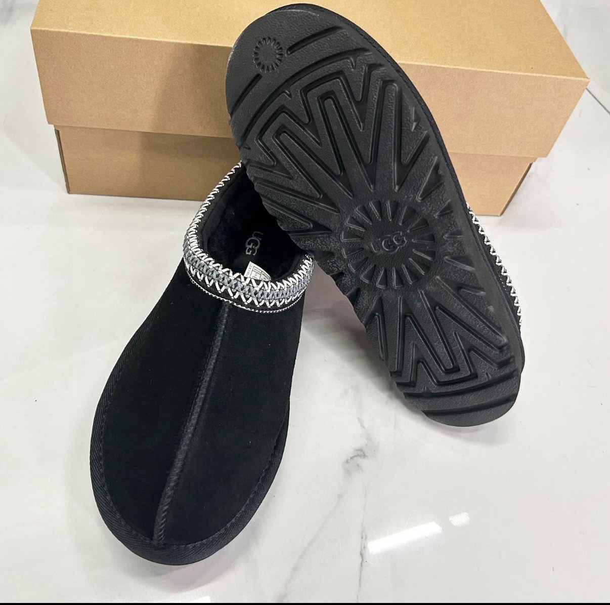 UGG Women’s Tasman II Black Braid Suede Upper Slippers US 6-11 Comfort Shoes New