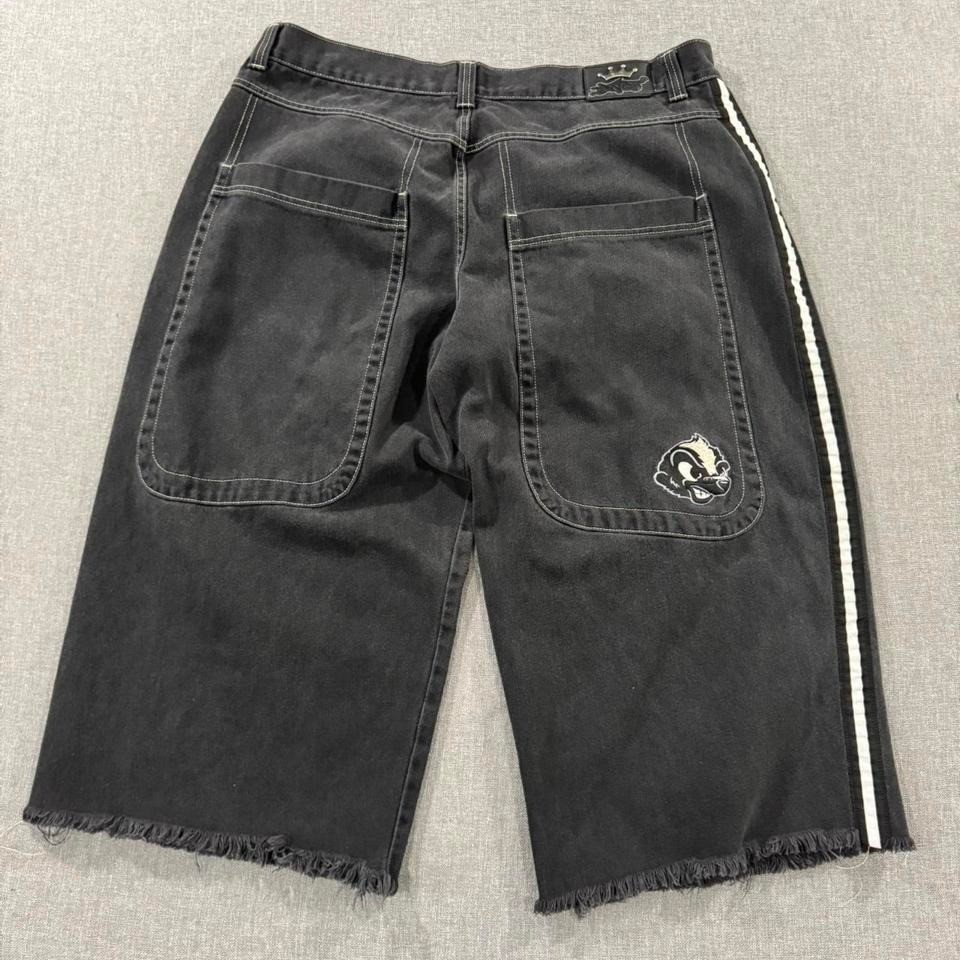 Vintage Y2K JNCO Skunk Denim Jeans SUPER Baggy Wide Leg Faded Black 42