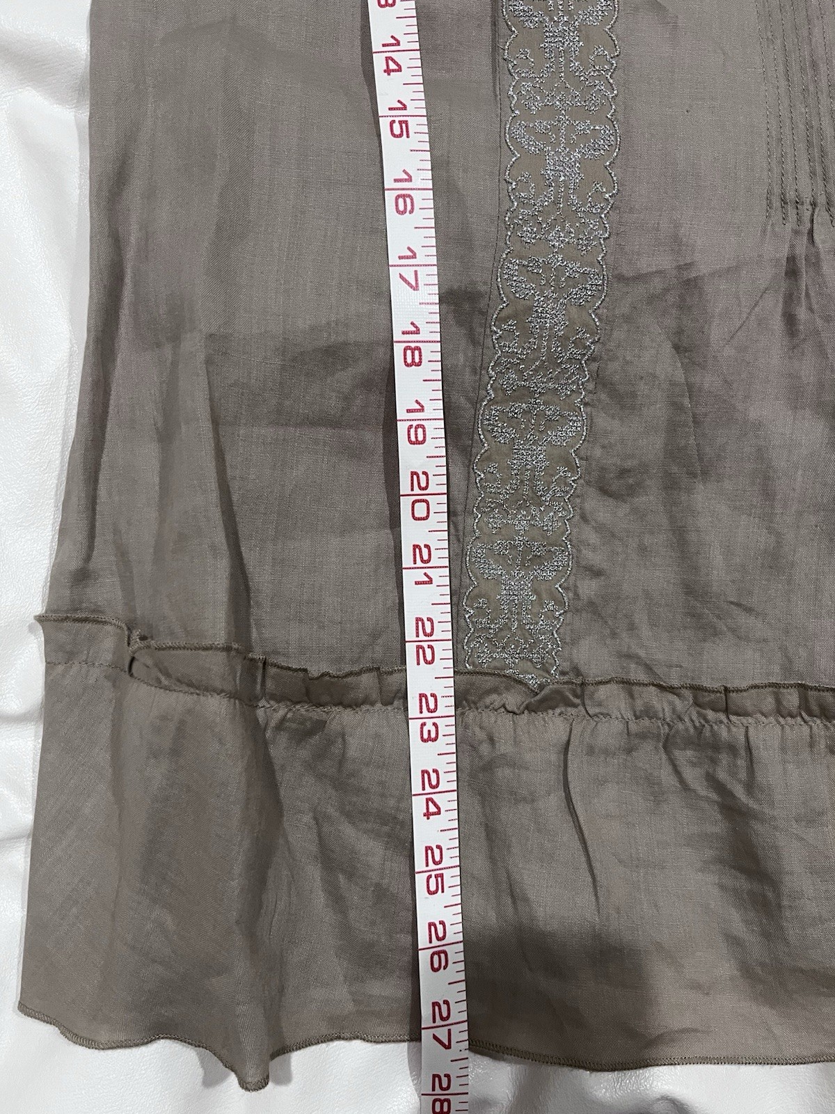 NWT Wrap Women’s Boho Peasant Blouse 100% Ramie Taupe Metallic Embroidery UK 12