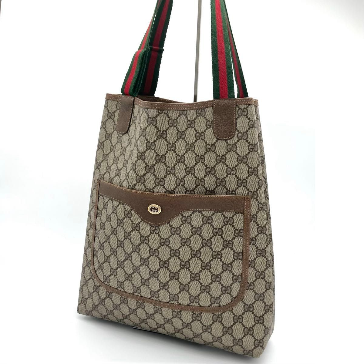 Gucci GG Supreme Sherry Line Tote Bag Interlocking Beige
