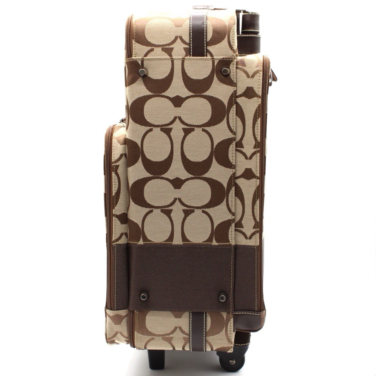 COACH F77180 Signature Canvas Leather Rolling Suitcase Carry On Luggage Brown