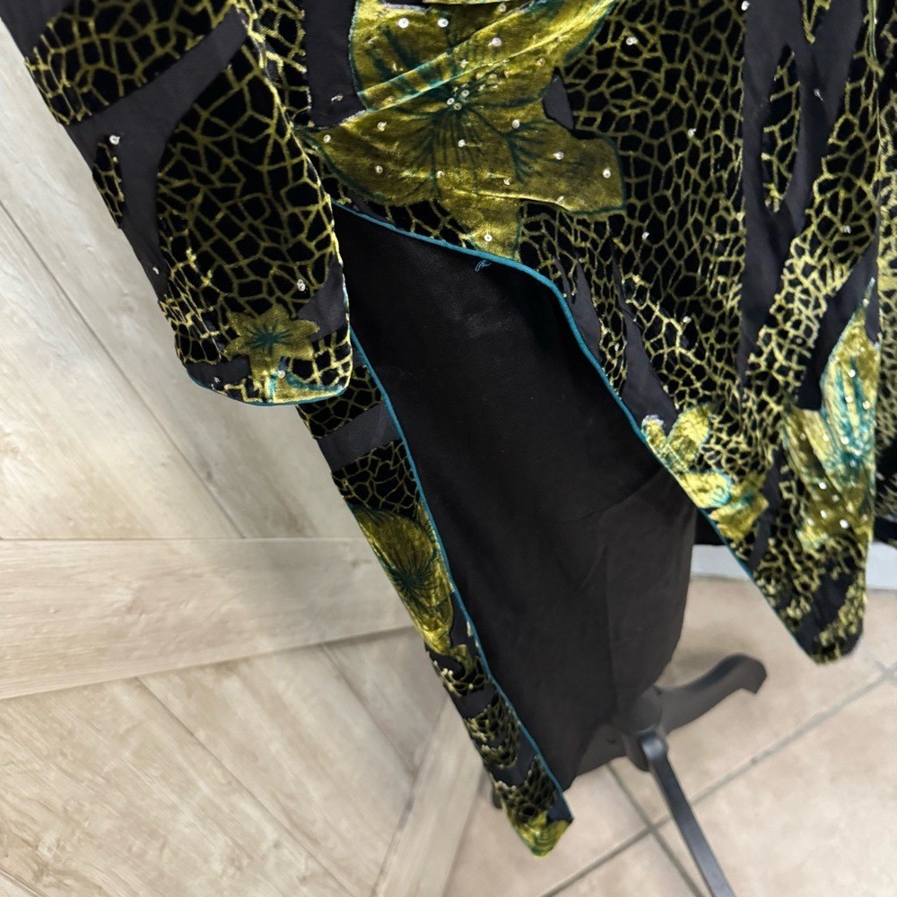 Fairy Core Teal and Black Velour Beaded Tunic