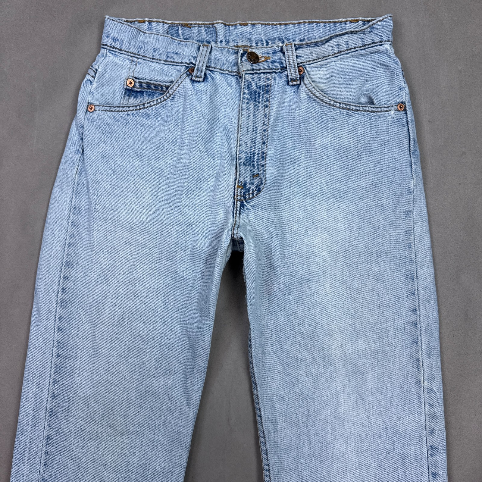 Vintage Levis Jeans Mens 30×29 Blue 90s Orange Made USA 505 Distress (Tag31x30)