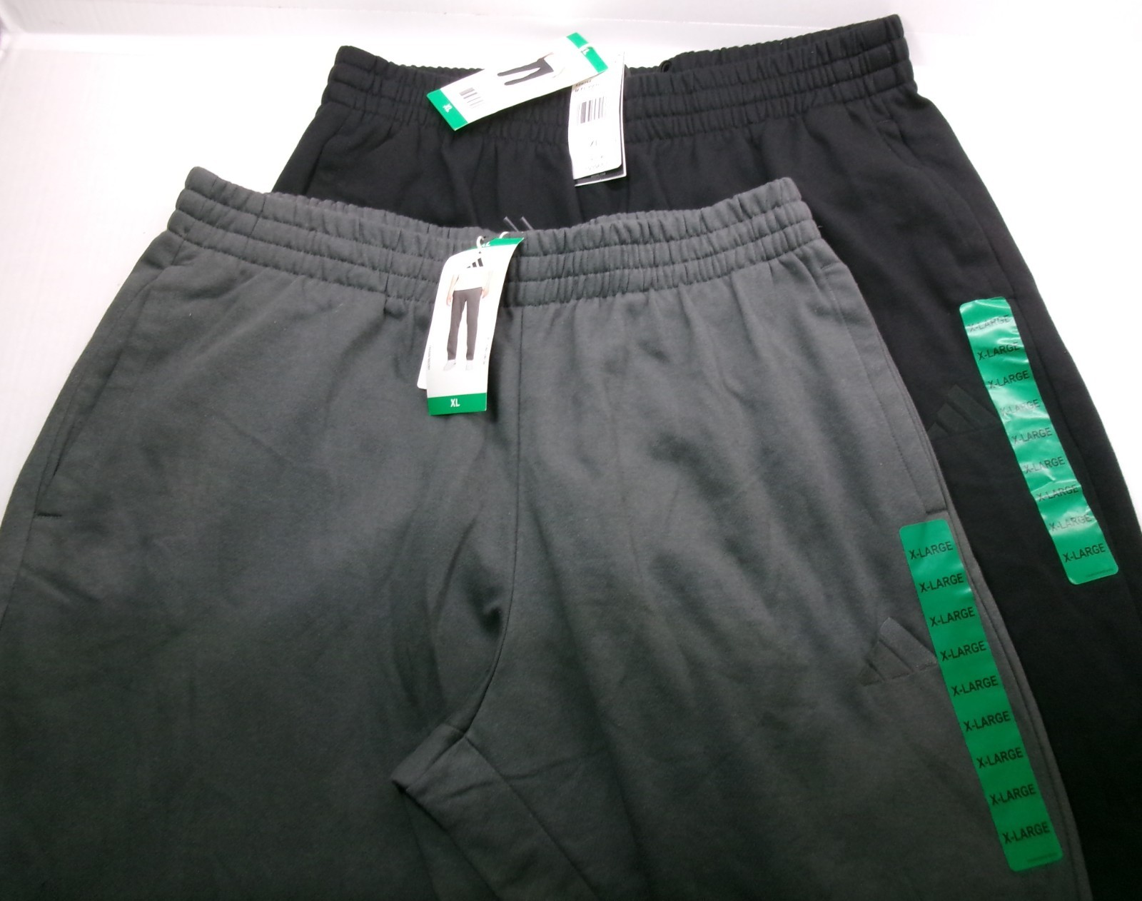 Adidas Fleece Pant with Pockets High Rise Waist elastic tie Open Leg Black/Gray