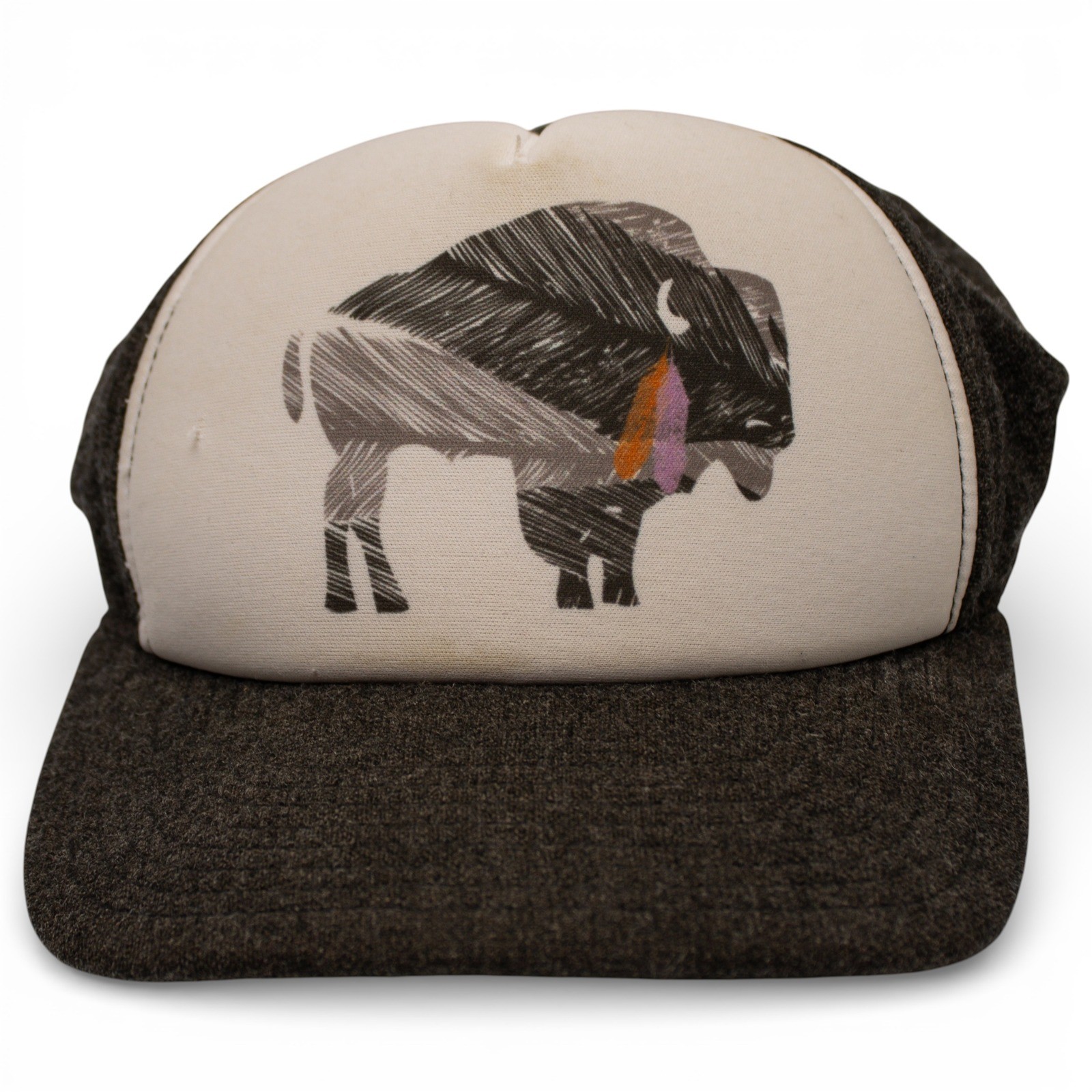 Pistil Buffalo Trucker Hat Unisex Brown Cream Wool Blend Snapback GOOD