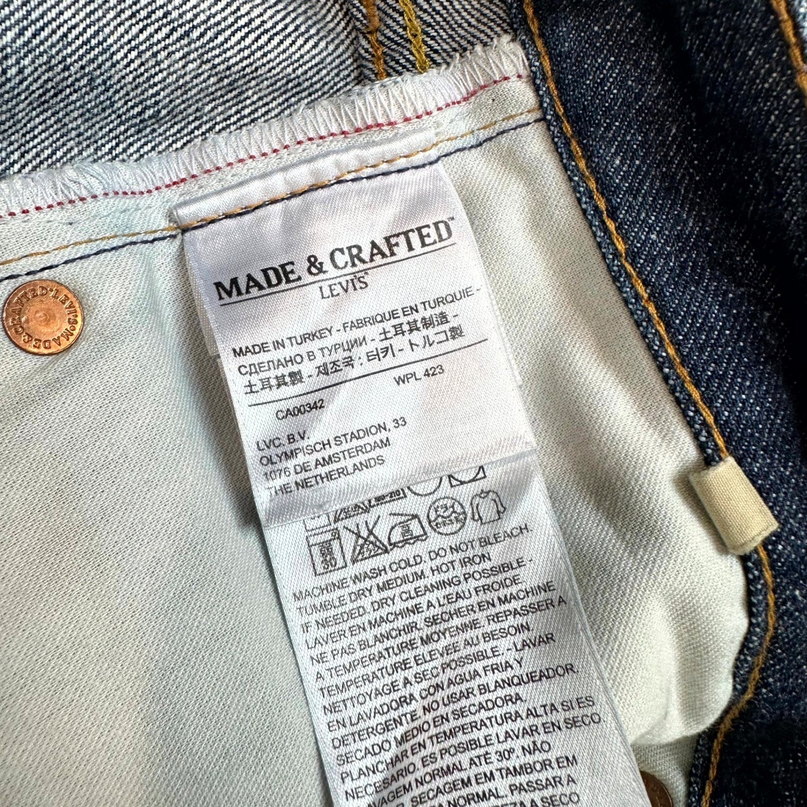 Levi’s Made & Crafted Jeans Thumbtack Slim Tapered Indigo Blue W34 L32 59131