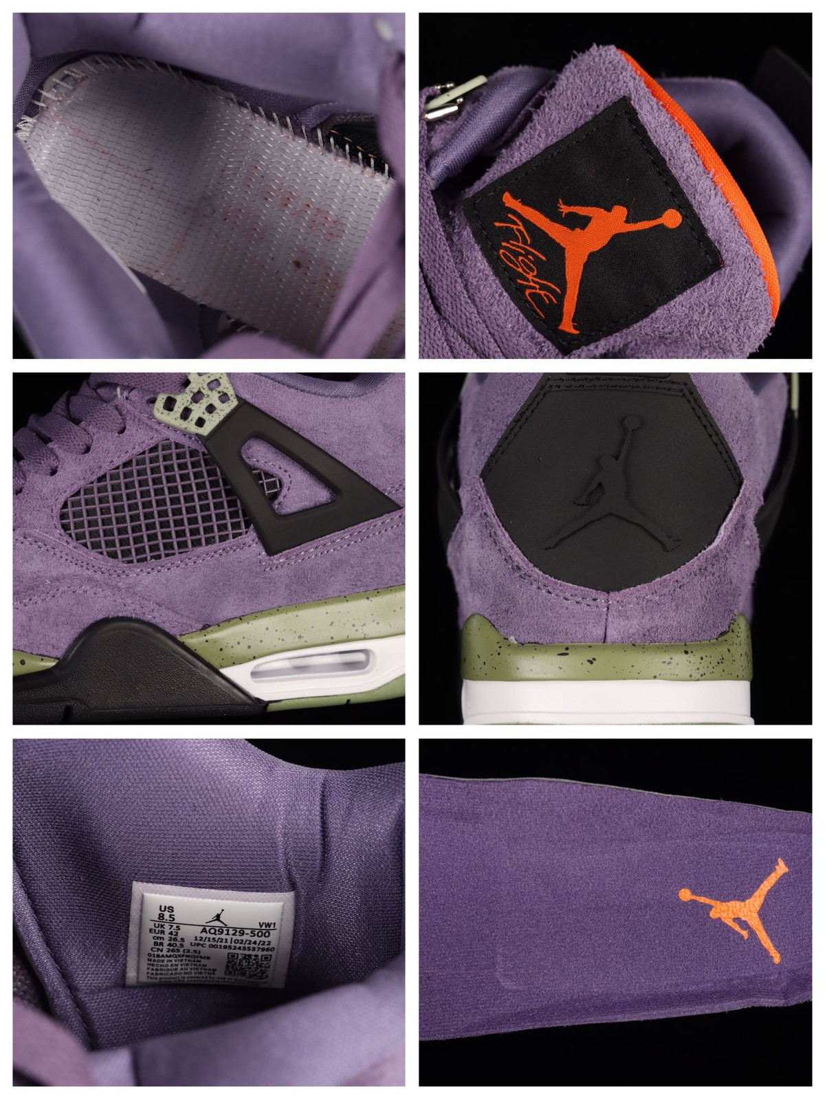 J*rdan4 AQ9129-500 New AJ4 Retro Canyon Purple Men’s Size 4-13