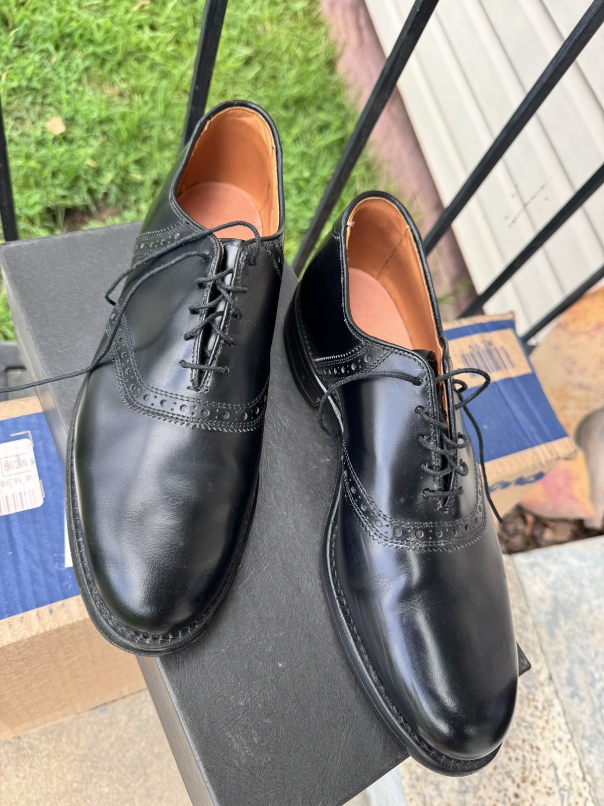 Allen Edmonds Polo Shelton Black Leather Oxford Dress Shoes 9 A NEW