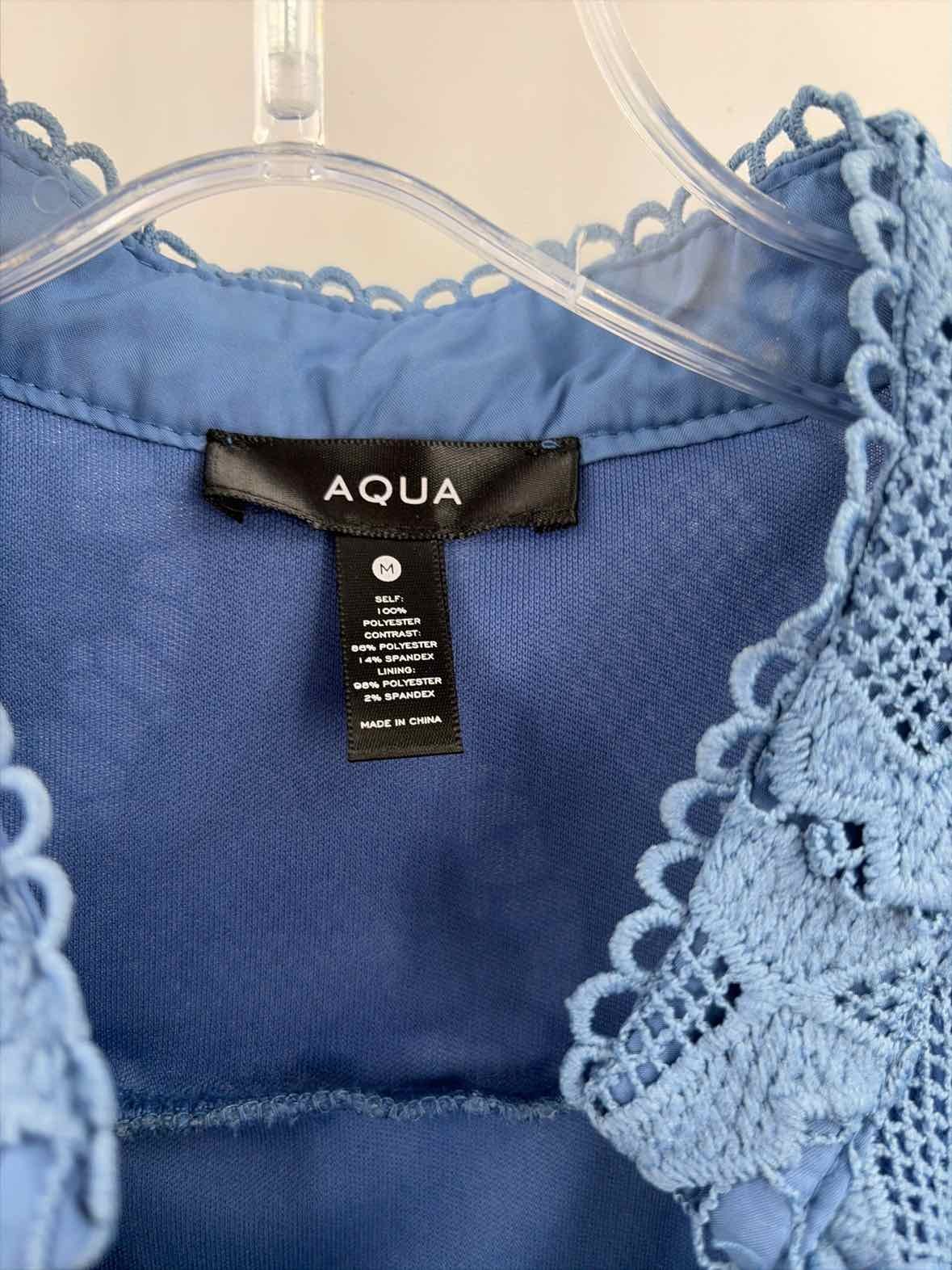 Pre-Owned Aqua Blue Size Medium Knee Length Long Sleeve Dress