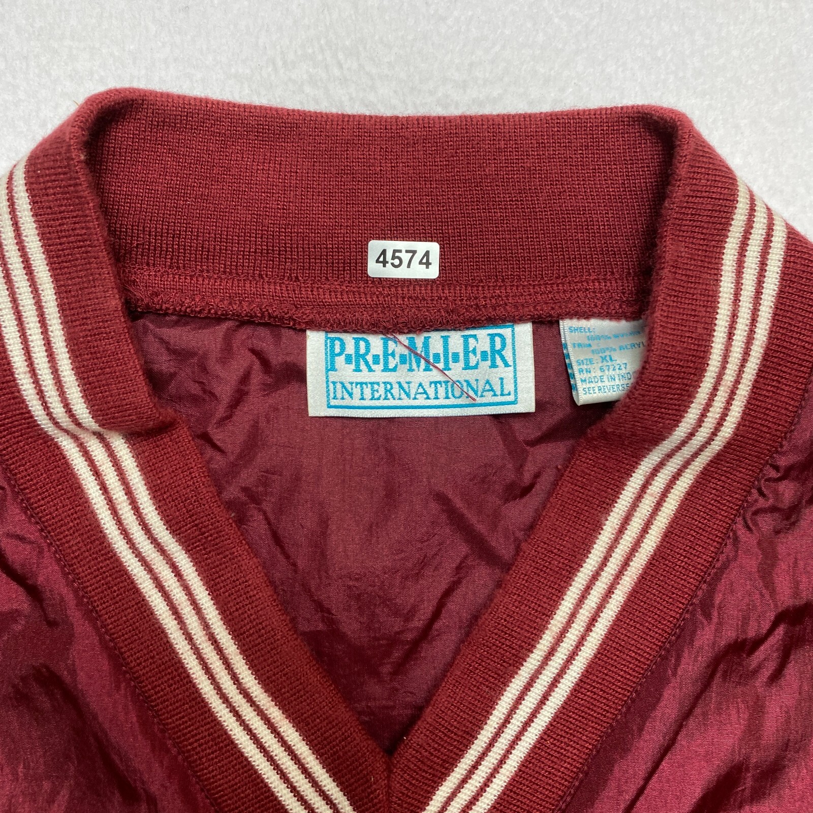 Premier International Jacket Mens XL Red Cricket Warm Up Nylon Pullover