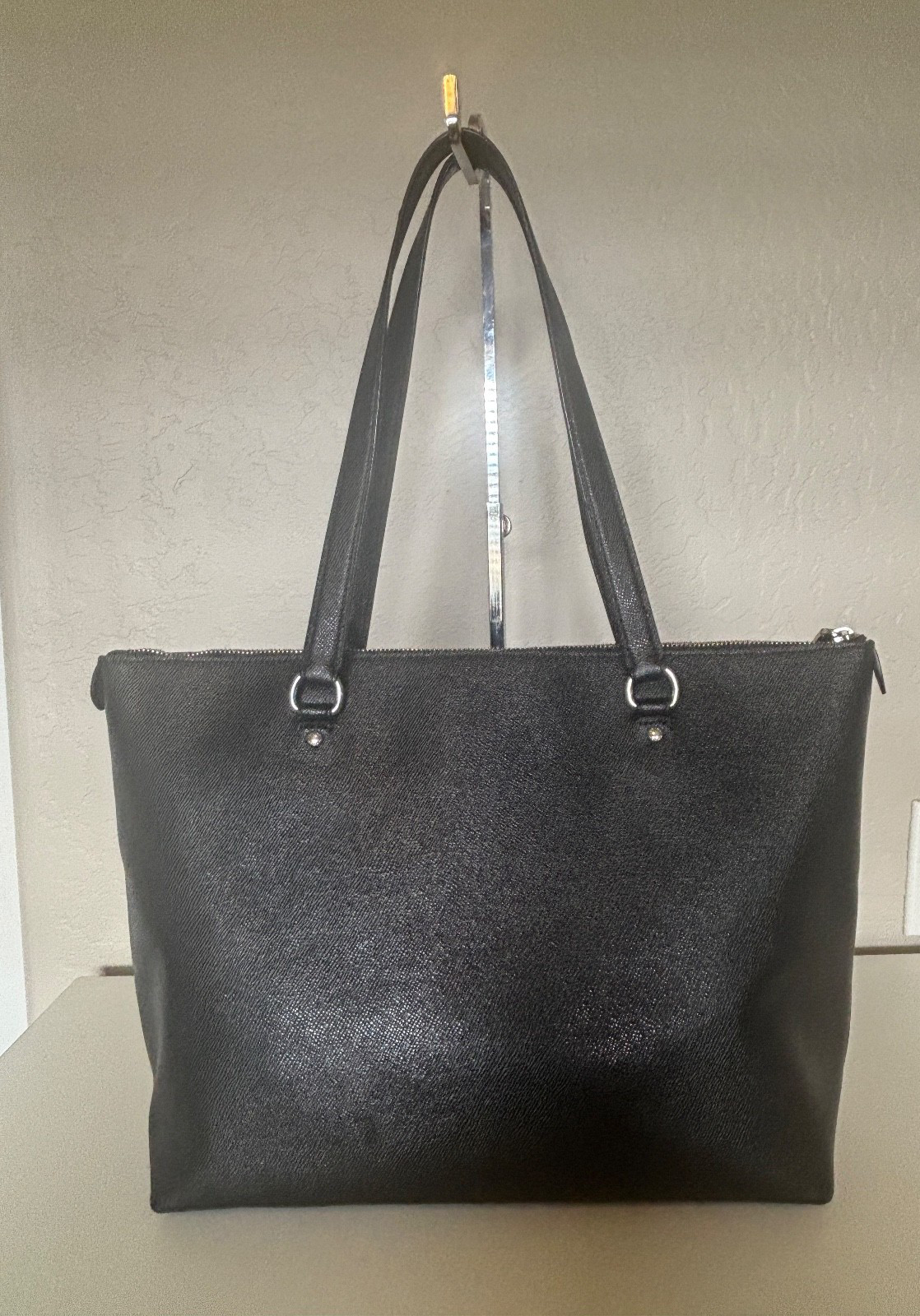 COACH City Gallery Zip Tote Leather Bag Black/Silver F79608