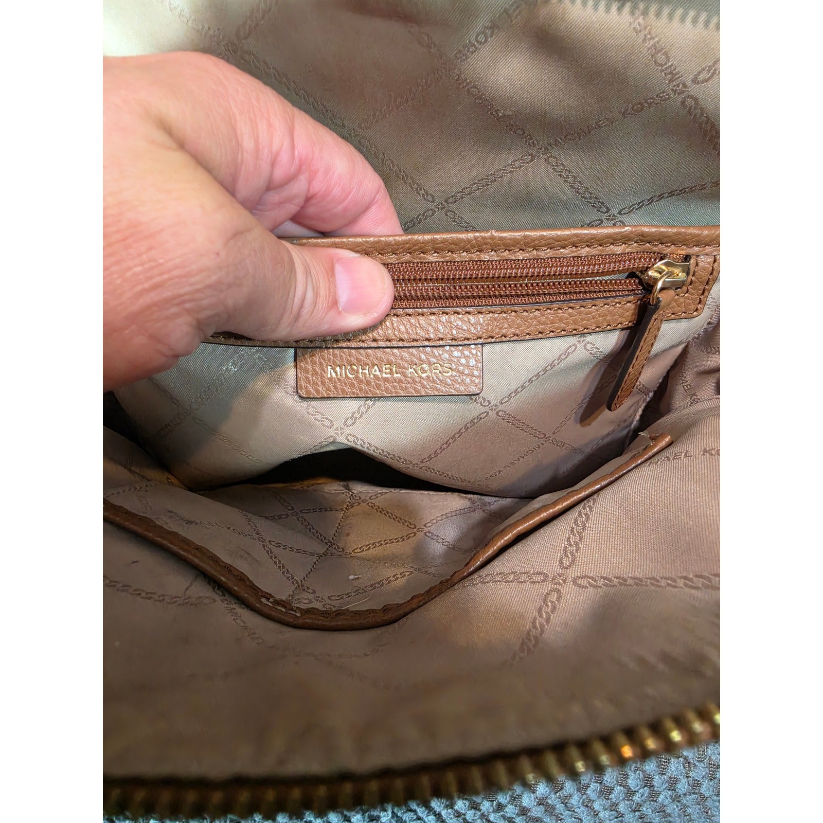 Michael Kors Brooklyn Tan Pebbled Leather Backpack Gold Hardware Acorn Bag