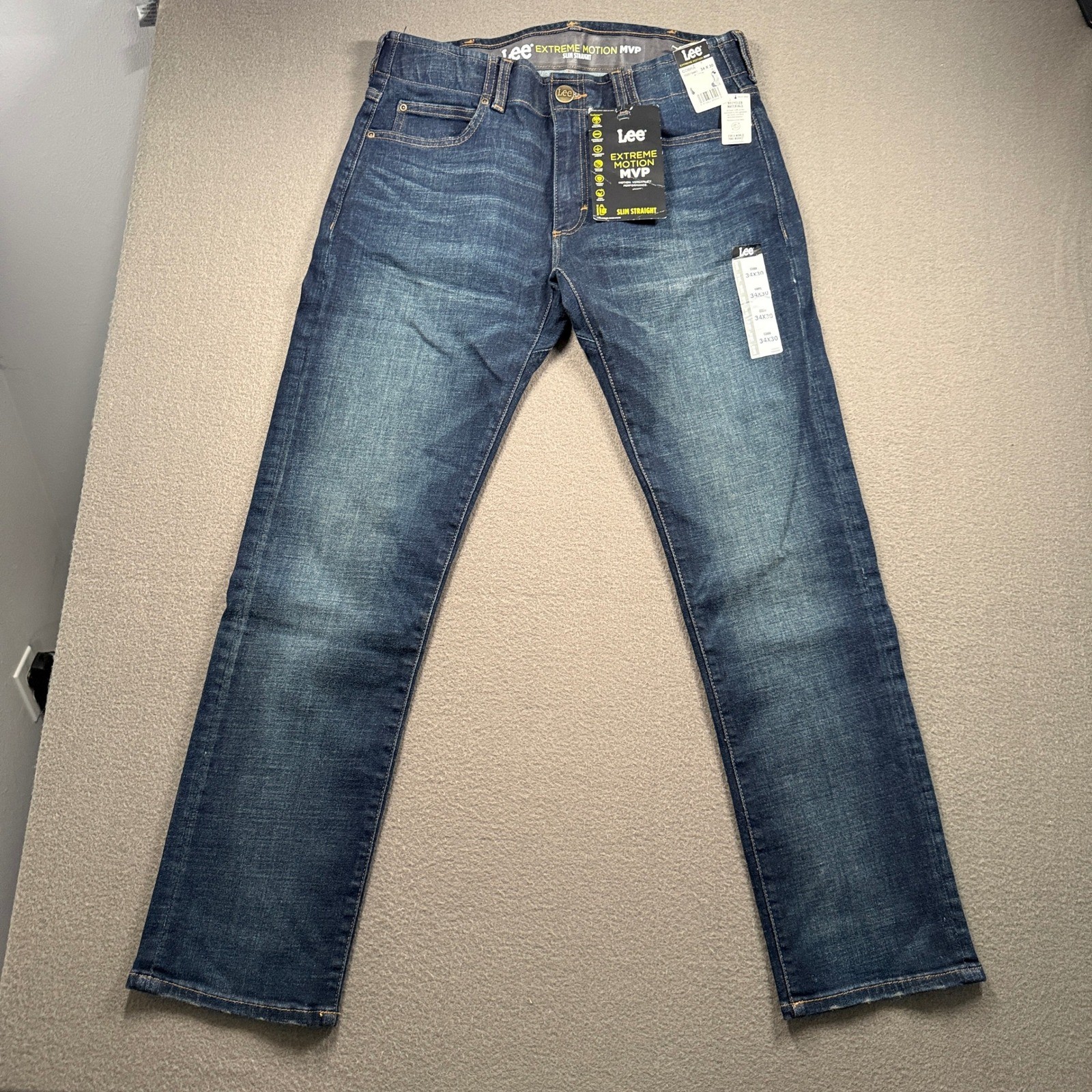 Lee Extreme Motion MVP Jeans Mens 34×30 Cobra Slim Straight Stretch 102018461