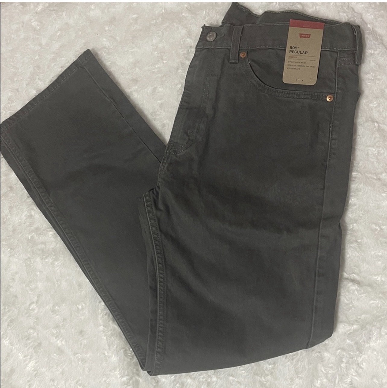 Levi’s 505 Series Regular Fit Stretch Straight Gray Men’s Jeans Denim Classic