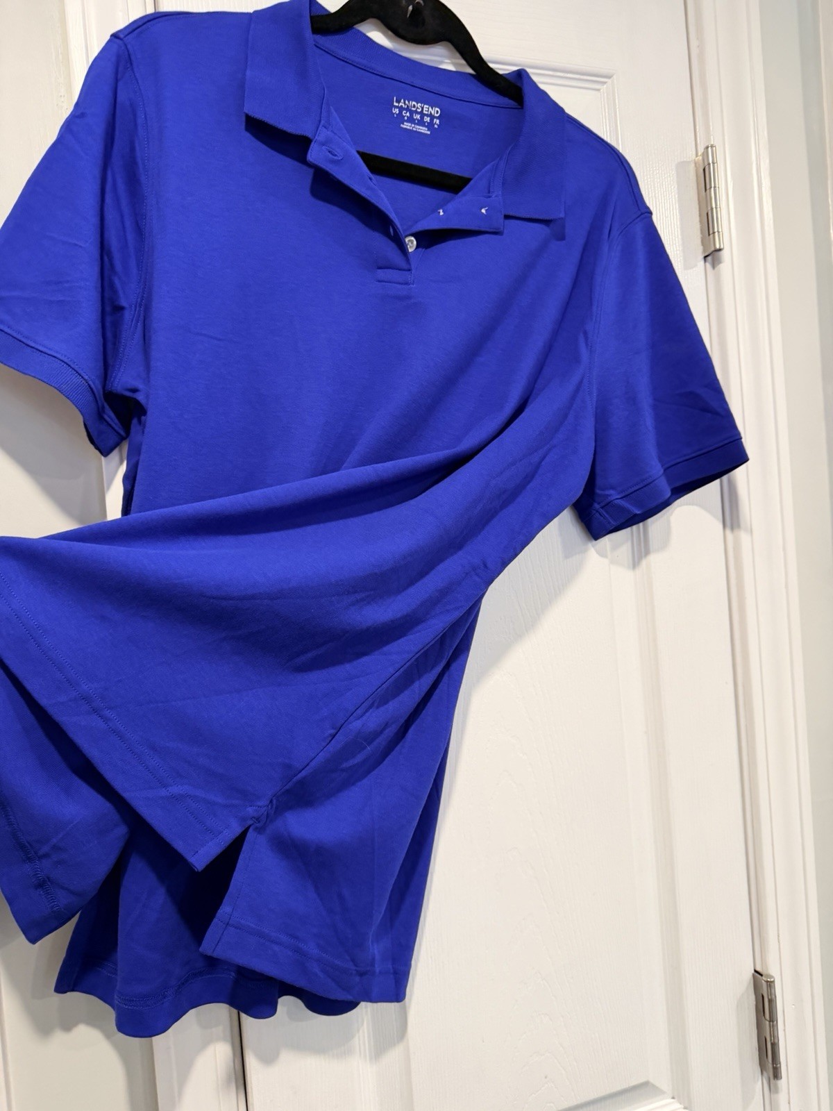 NWOT Lands End Size L Royal Blue Short Sleeve Collared Polo Shirt