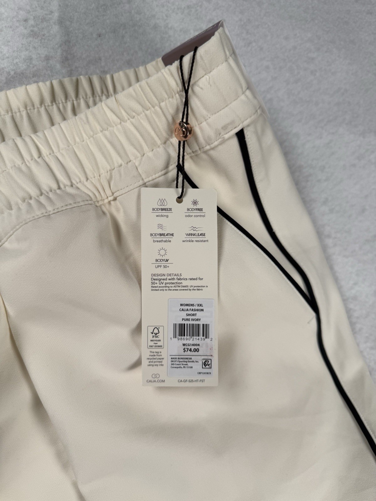 CALIA Golf Skort XXL Ivory/Black Pull-On Relaxed Fit Built-In Shorts