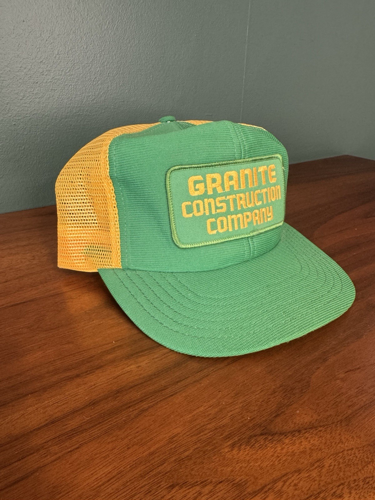 Vintage Green and Yellow “Granite Construction Company” Mesh Snapback