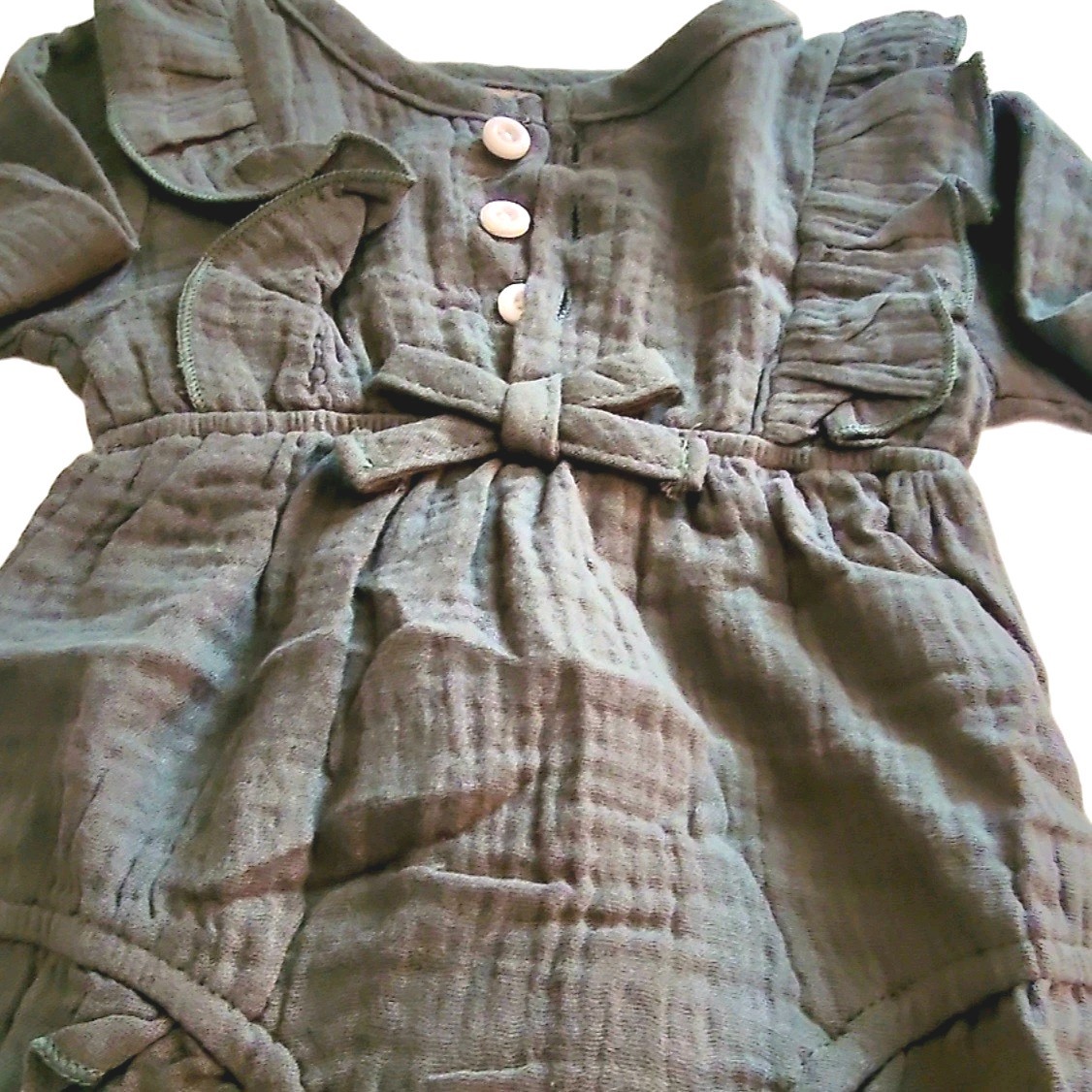 Renotemy 0-3 Months Infant Baby Girl Rompers Cotton Ribbed Solid Jumpsuits & Bow