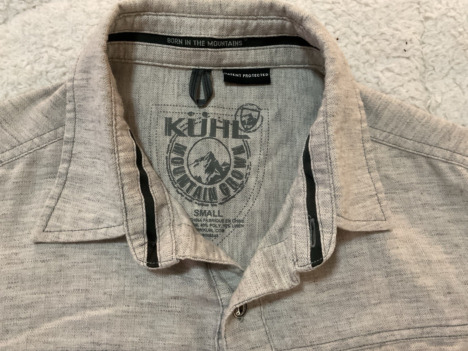 KUHL Mountain Grown Shifter Shirt Granite Men’s Size Small 5 Panel Sleeve Gray