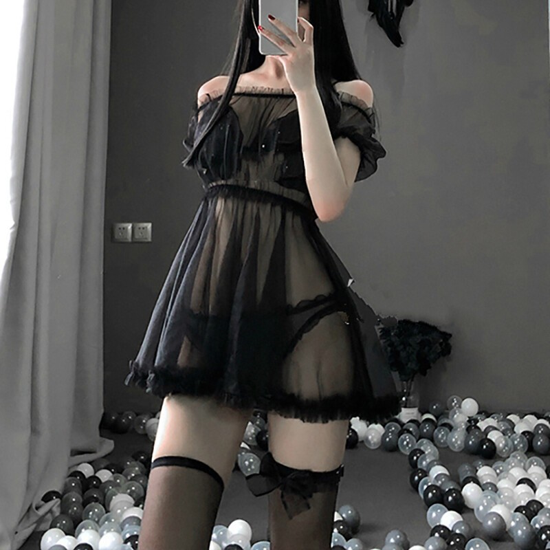 New Lingerie Sexy Women Underwear Babydoll Sleepwear Lace Bra Dress Set G-string