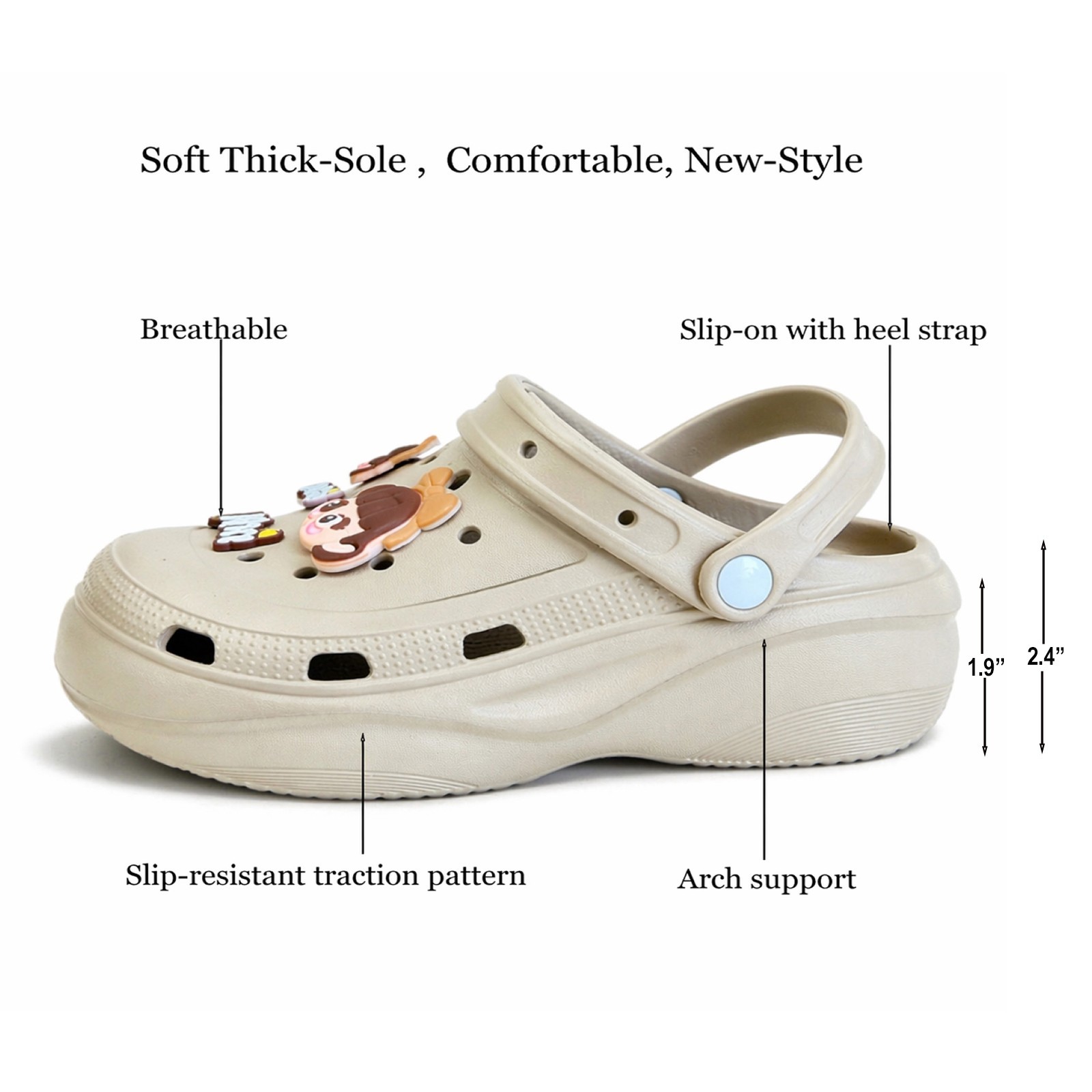 Women Platform Clogs Soft Sole Sandals NonSlip Cartoon charms Girl Slipper Shoes