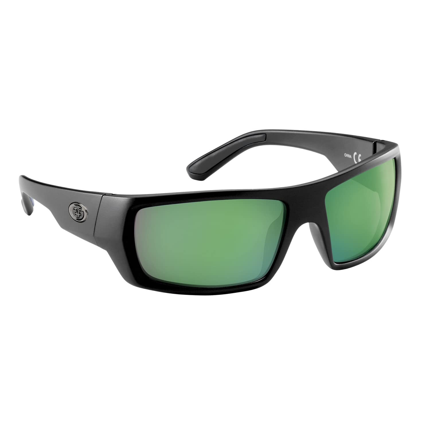 Flying Fisherman Sargasso Medium, Matte Black Frame/Amber-green Mirror Lens