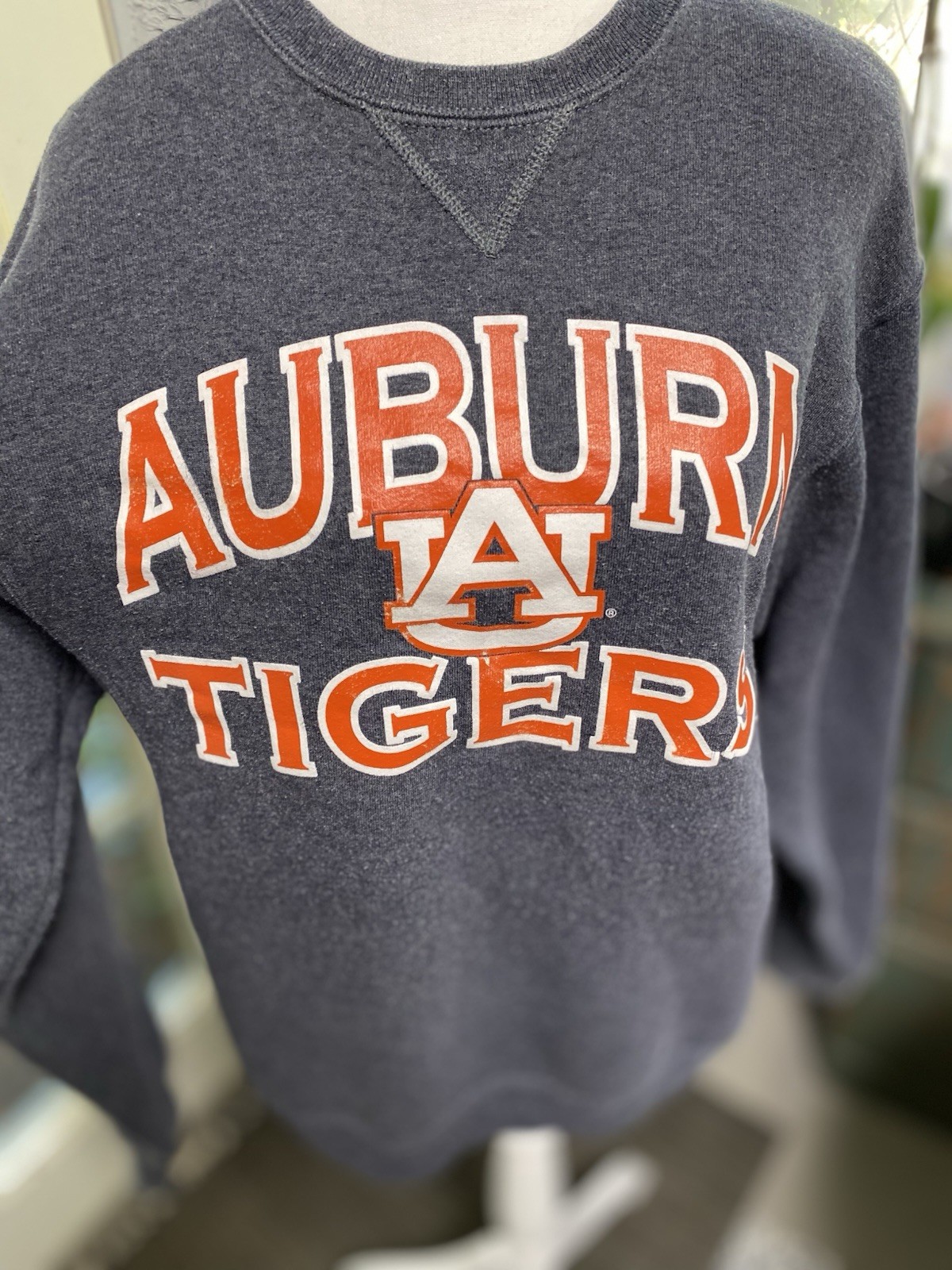Vintage Auburn University Tigers Sweatshirt Blue Orange Russell Athletic Tag (T
