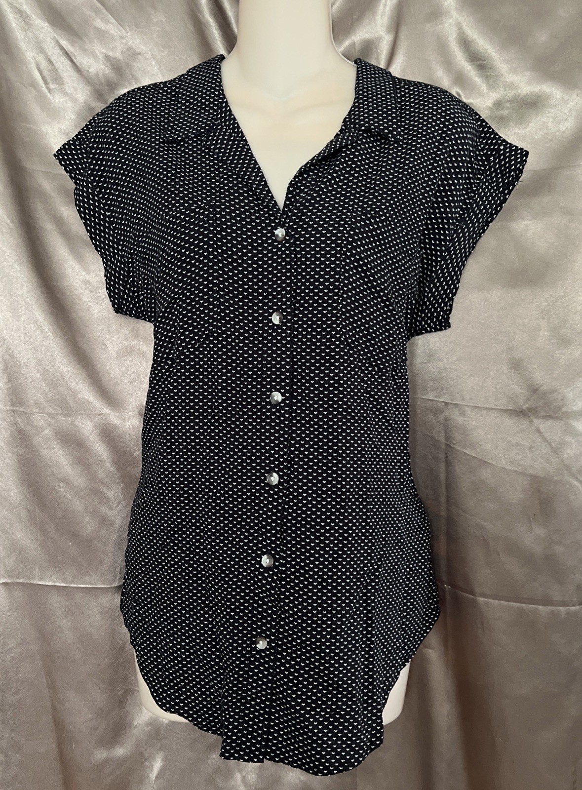 Jachs New York Girlfriend Ladie’s S Shirt Top Blouse Short Sleeve Black Dots