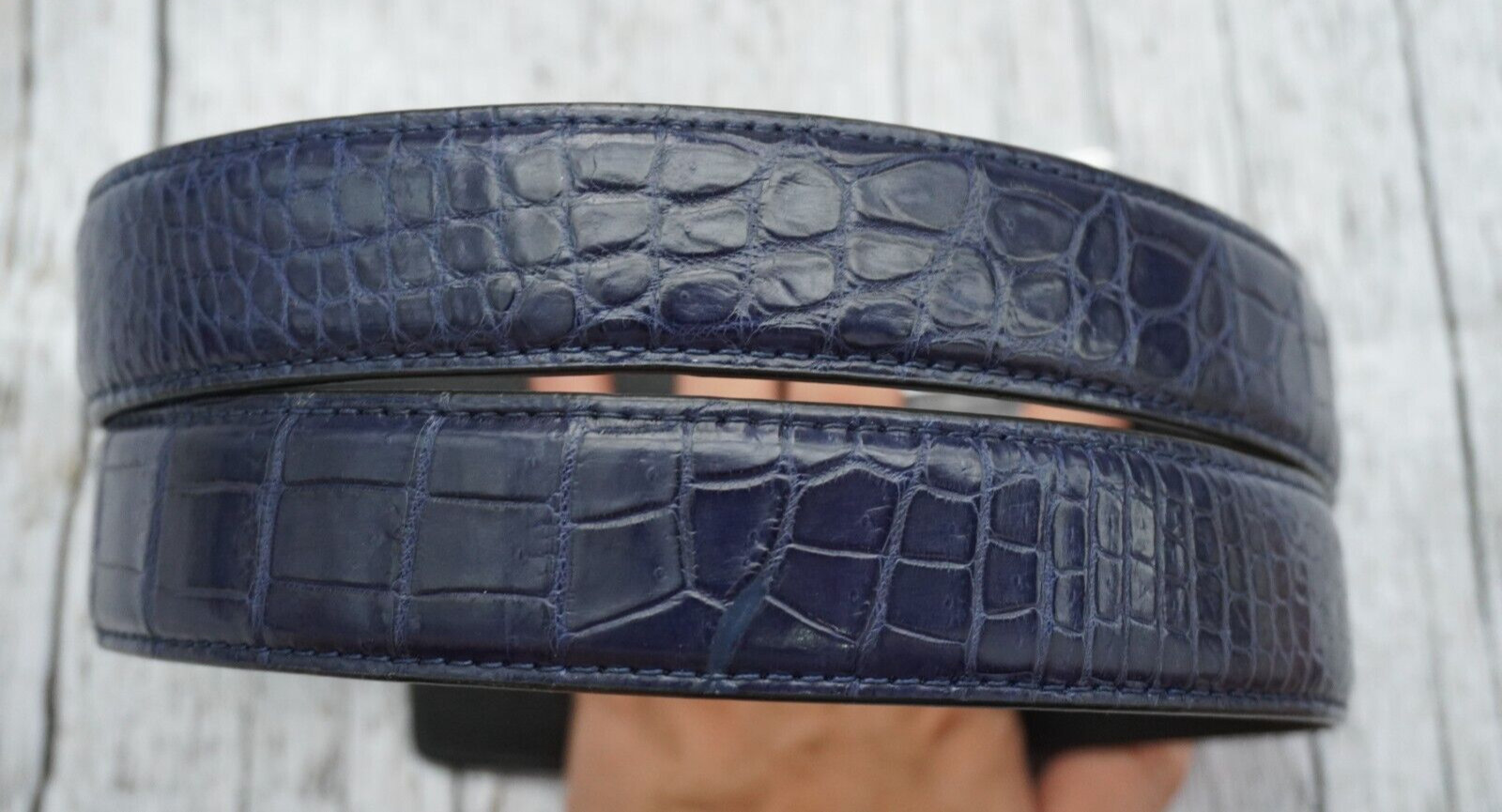 Blue Genuine Alligator CROCODILE Belly Leather Skin Men’s Belt – W 1.3″ #H26