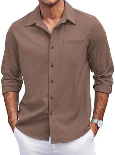 Coofandy Men’s Casual Button Down Mens Shirts Long Sleeve Untucked Regular Fit