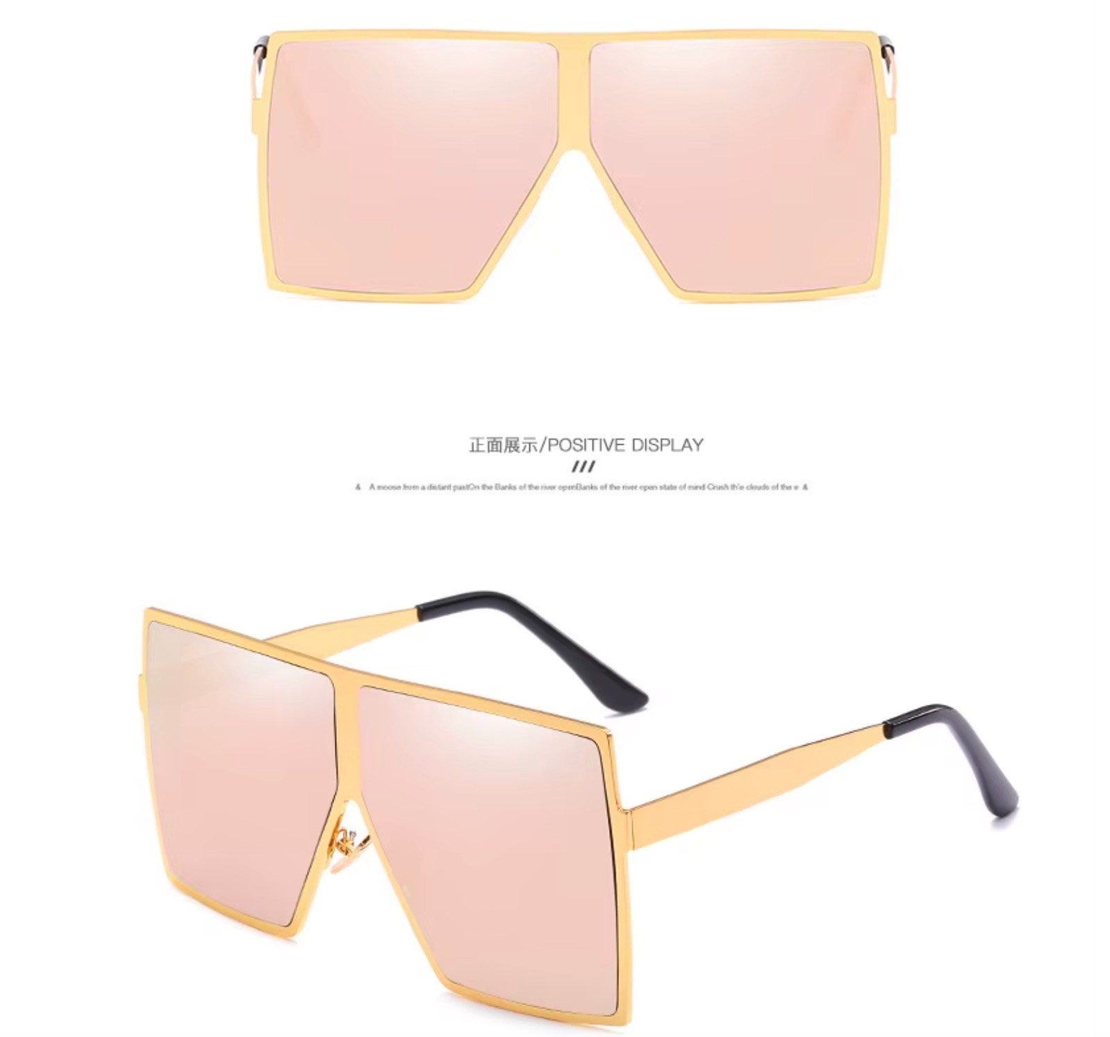 Sunglasses Flat Top Huge Big Oversized XXL Square Women “Lauren” Mirror SHADES