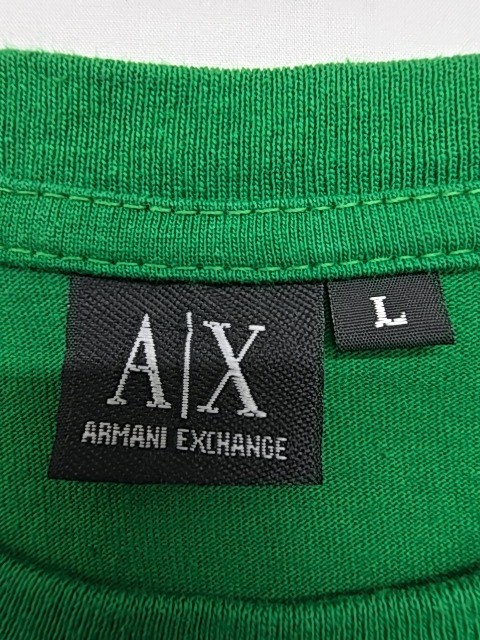 Armani Exchange Mens T Shirt Green Logo Graphic Size L Regular Condition