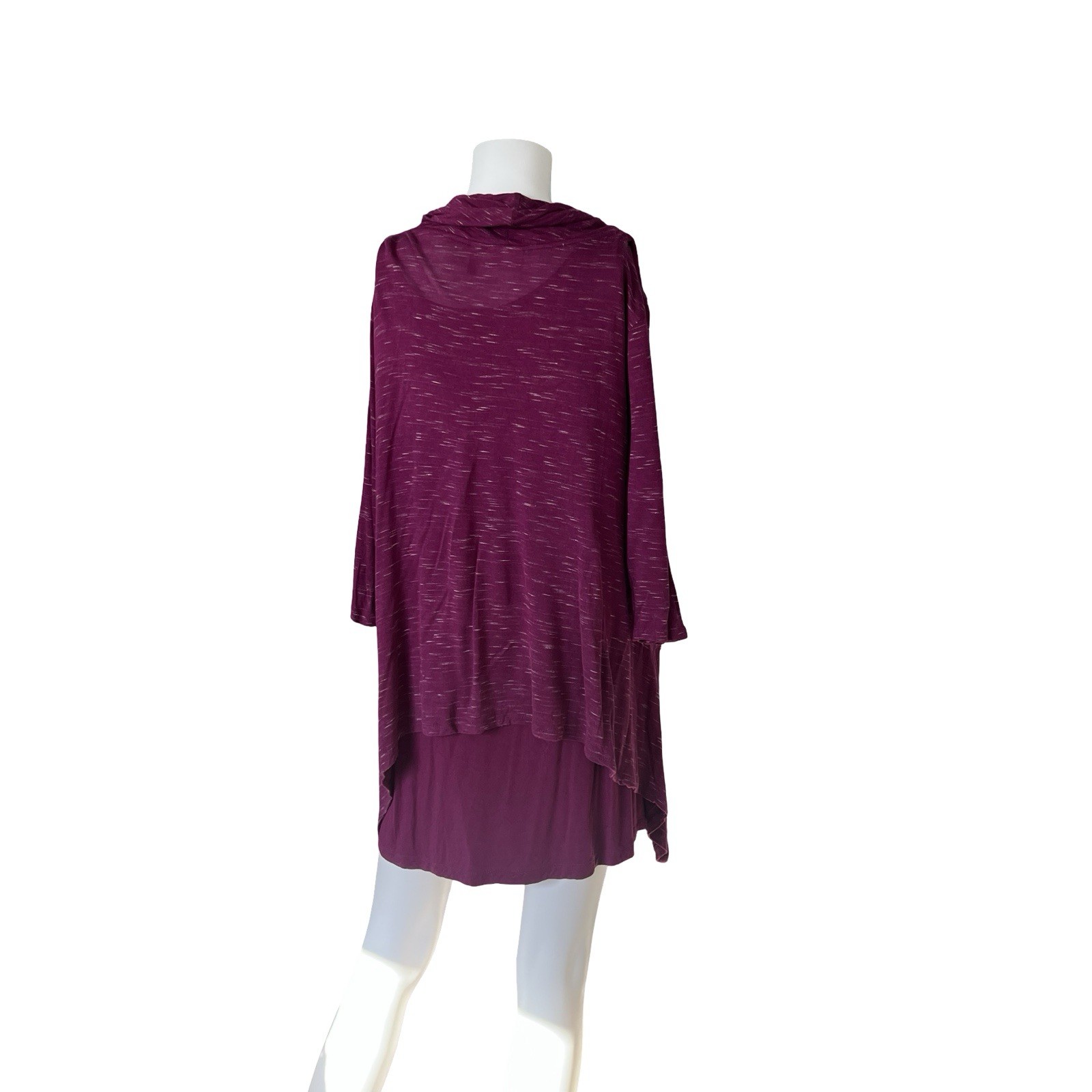 Logo by Lori Goldstein Layered Top Purple Heather Cowl Neck Womens Plus Size 1X