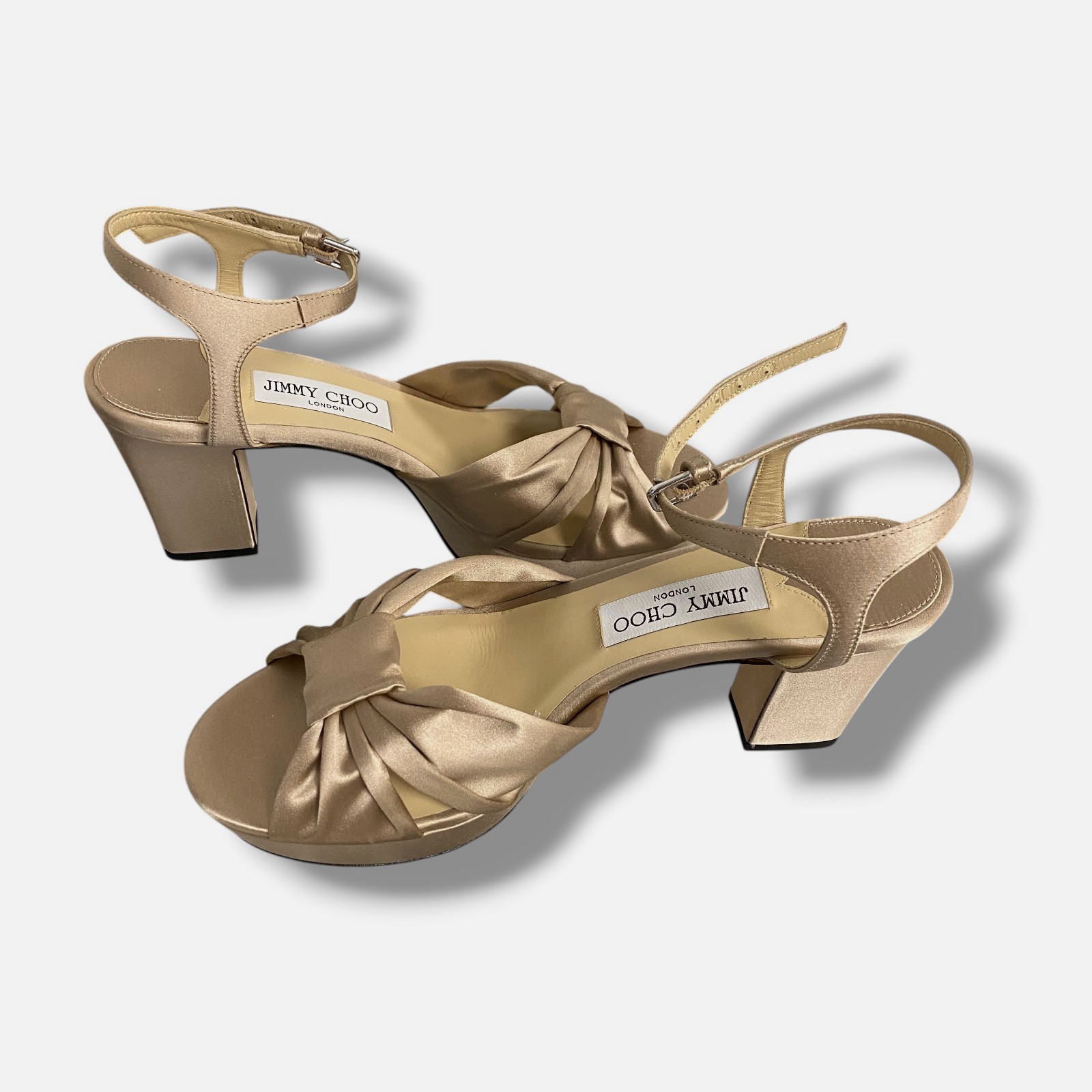 Jimmy Choo Women’s Beige Heloise 120MM Satin Platform Sandals Size 40