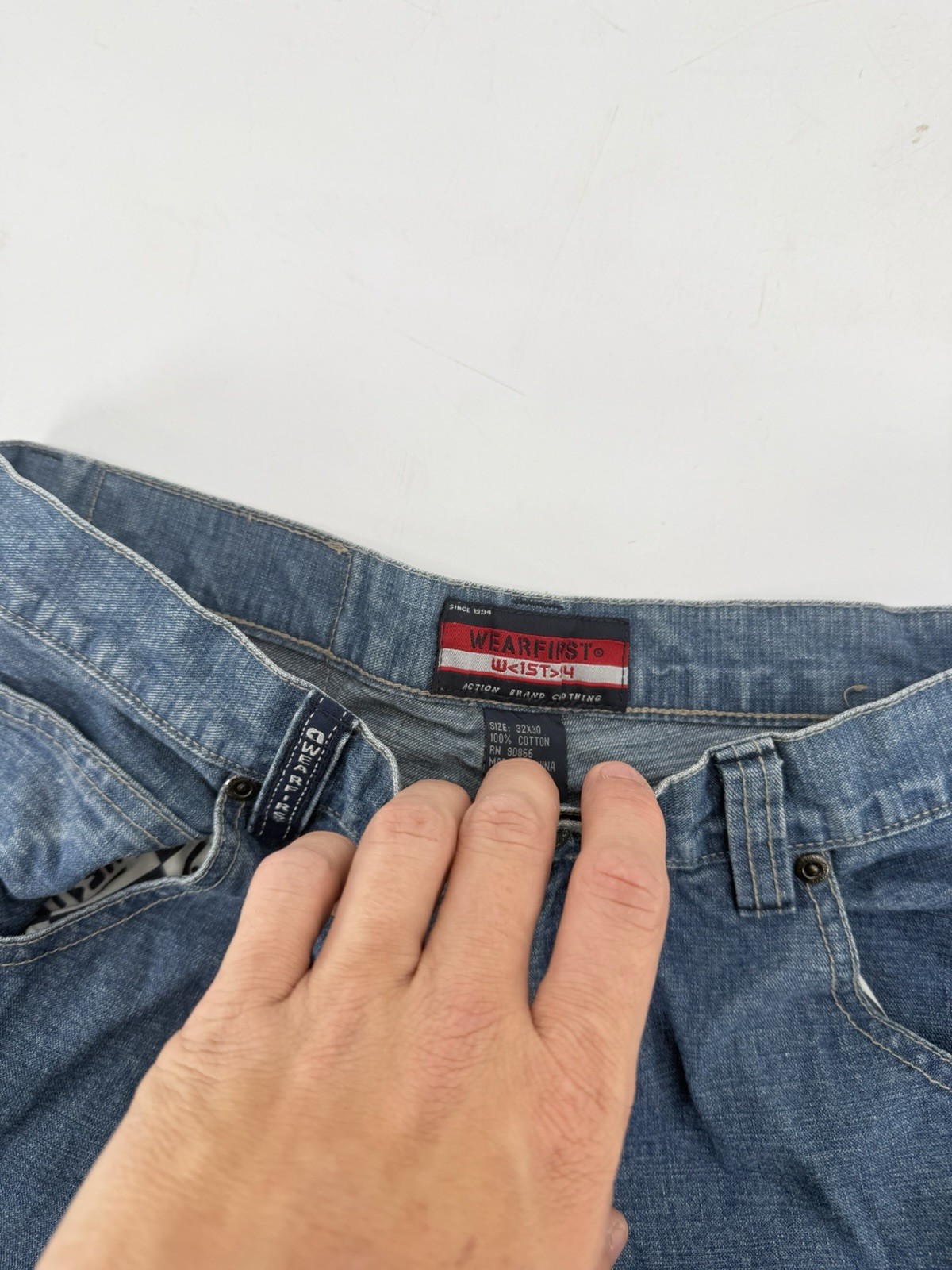 Vintage 2000s Y2K Wear First Baggy Wide Skater Jeans STRIPED SIDES Size 32×29