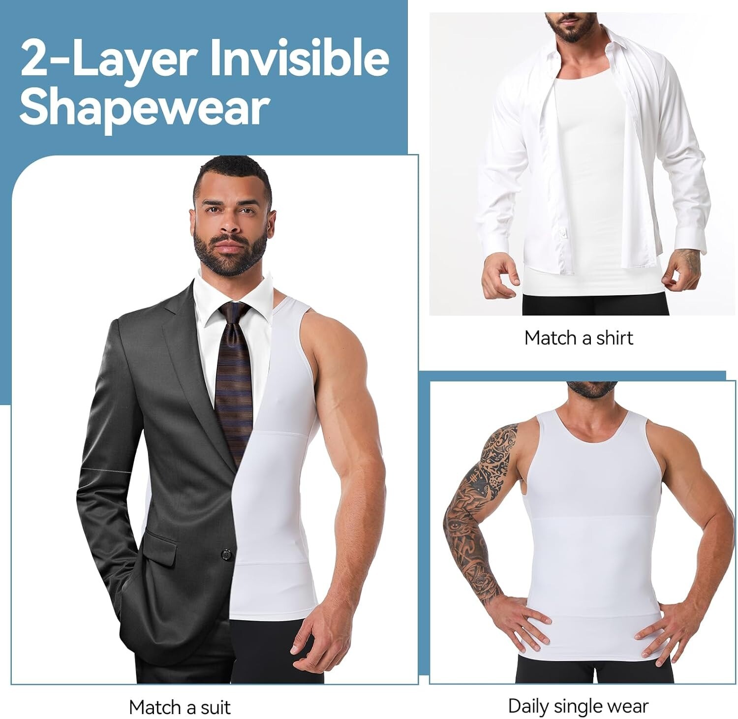 Mens Compression Slim Belly Control Body Shaper Vest Workout Tank Tops Shapewear