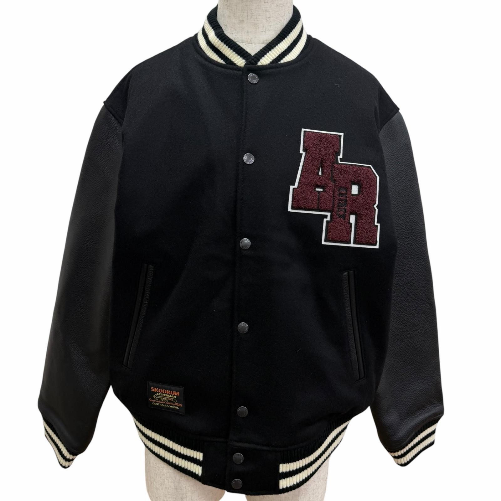 Avirex SKOOKUM leather sleeve varsity jacket – DUTY FREE