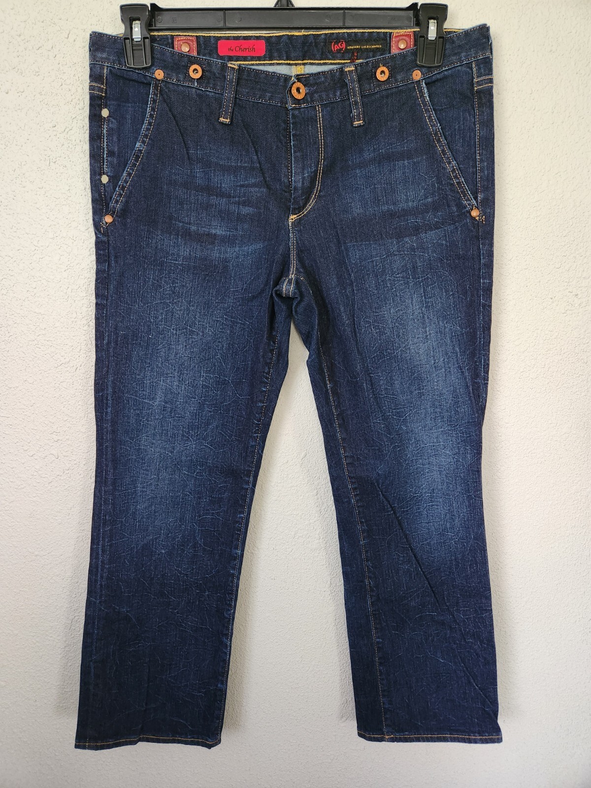Adriano Goldschmied Women Size 31R Blue The Cherish Dark Wash Cropped Jeans