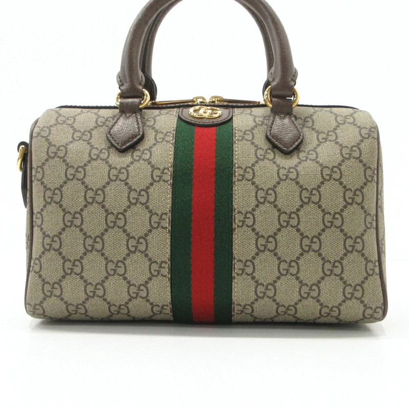 GUCCI GG Supreme Ophidia Handbag Small Boston Bag Brown Mini