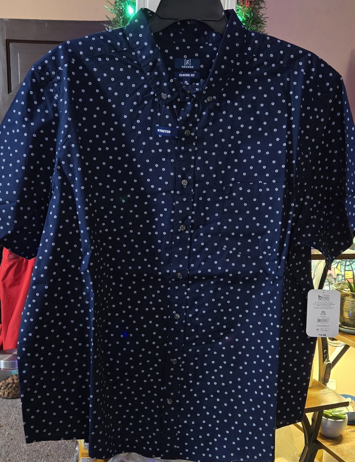 George Men’s Size 3XL Geo Poplin Button Down- Short Sleeve Shirt- New With Tag