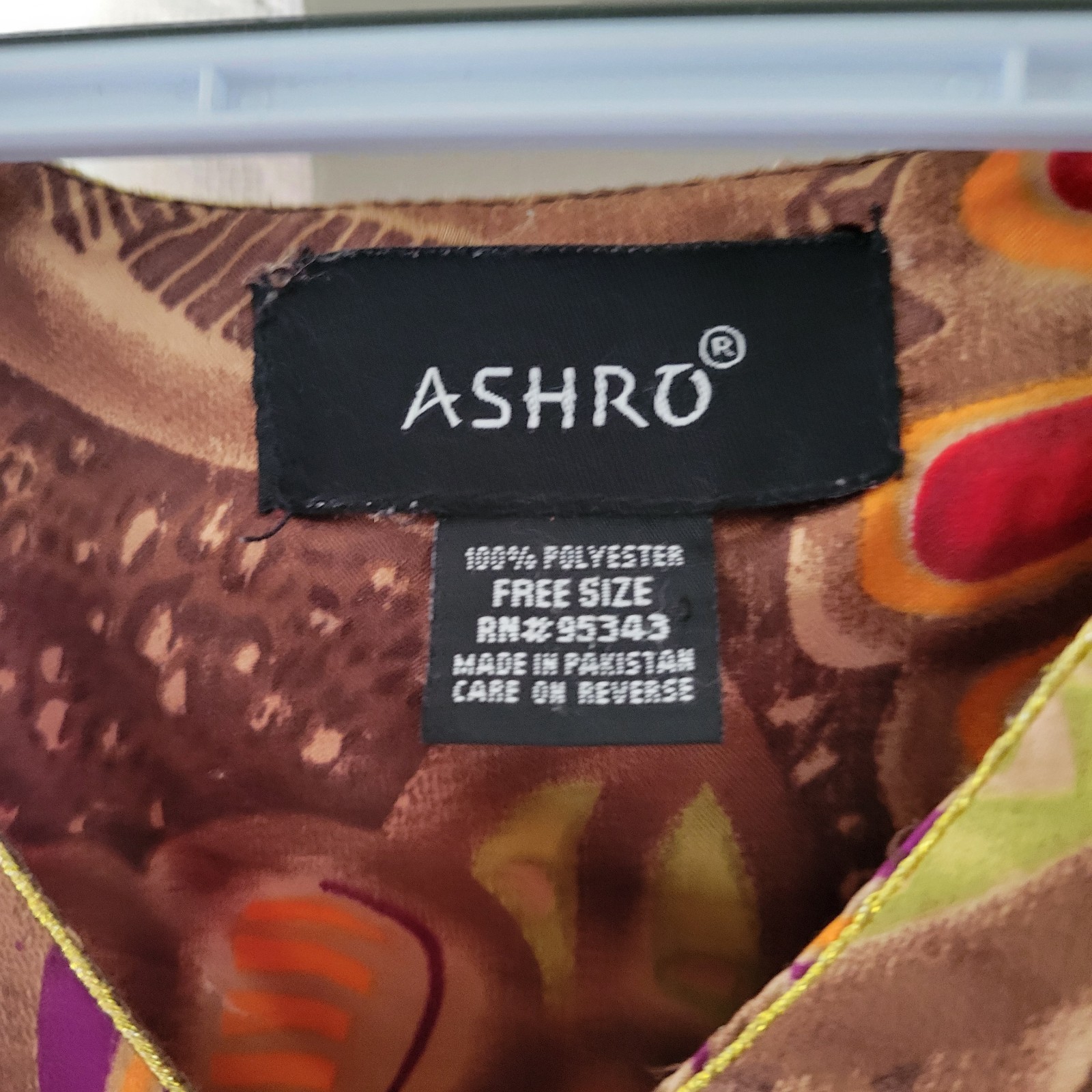 Orange & Brown Boho Kaftan V-Neck Lounge Wear One Size Fit Most by ASHRO