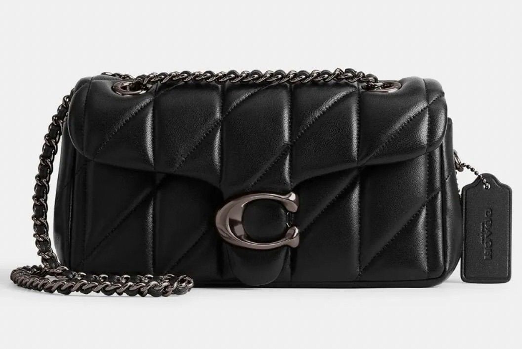 COACH Tabby ShoulderBag 20 Quilted Nappa Leather Black ChainStrap 2Way Authentic