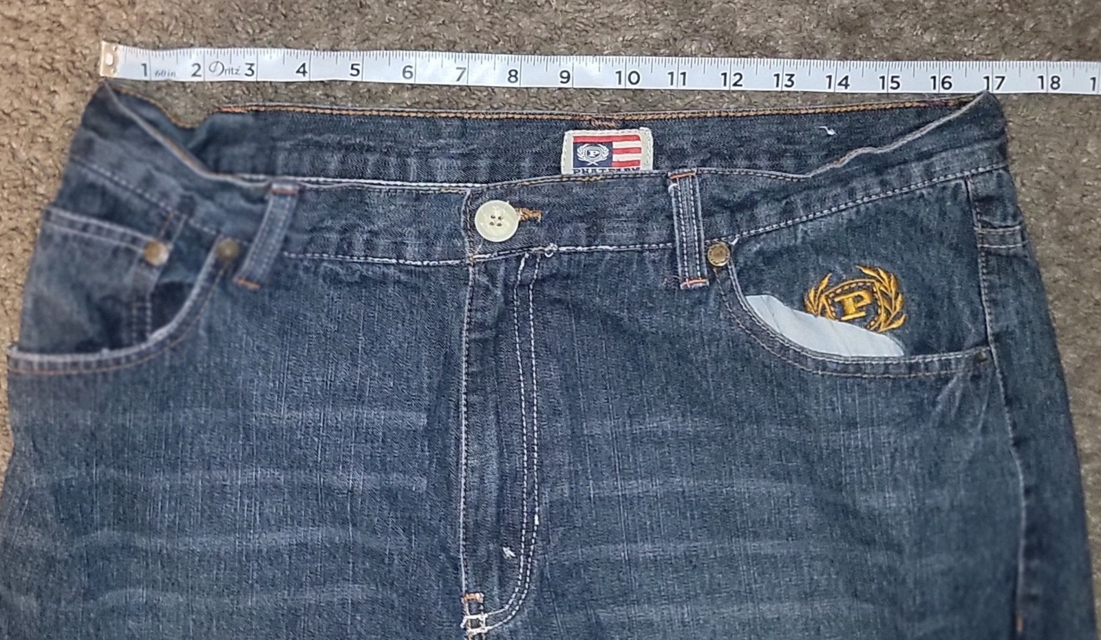 Y2k Phat Farm Sz 36 Mens Dark Wash Bootcut 90s Grunge Hip Hop Denim Jeans