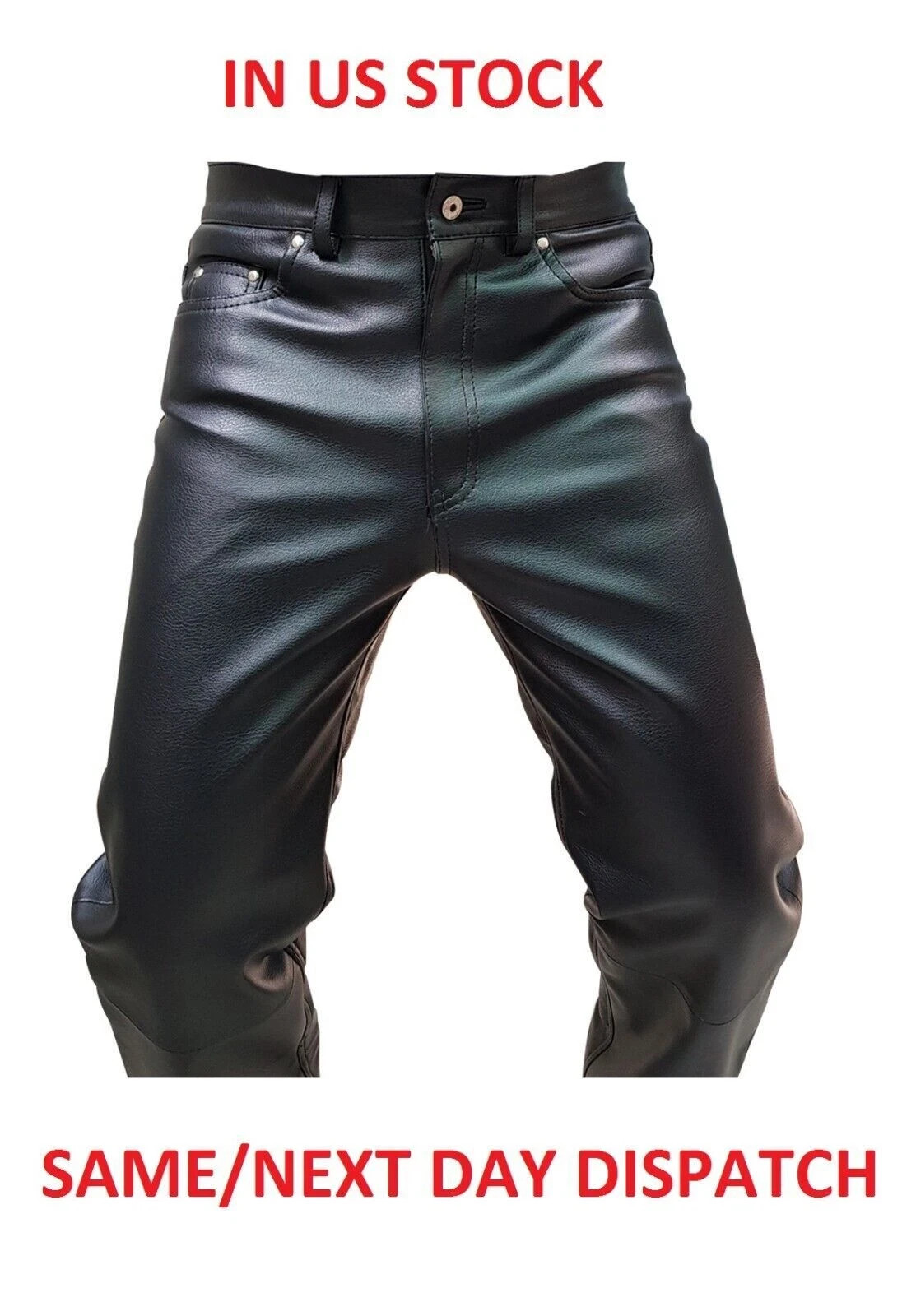 Men’s Genuine Leather Pants with Zipper Soft Genuine Leather Biker Trouser Pant