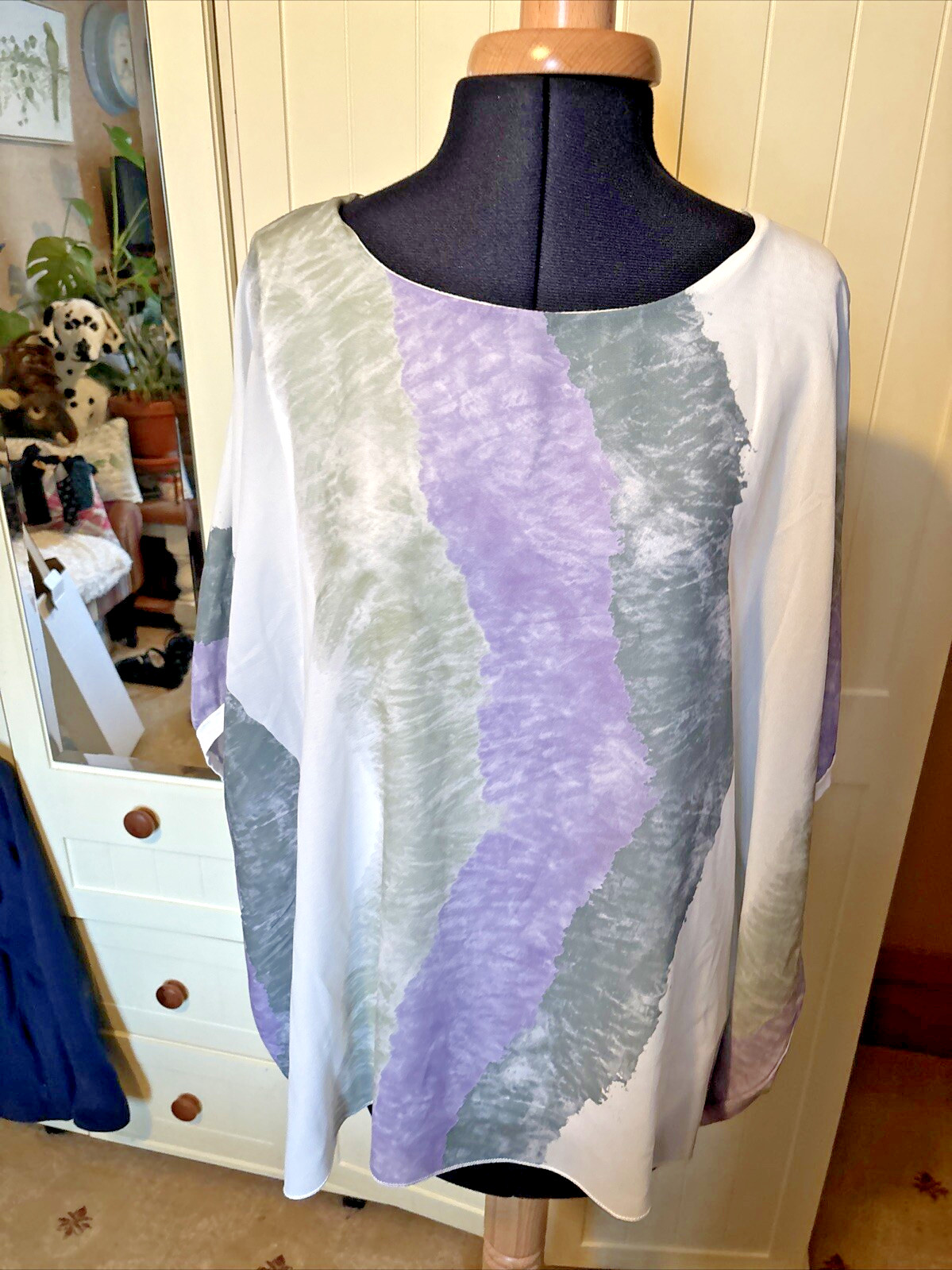 KLASS Preloved Ladies Top Size M Purple Mix Chiffon Layered Oversized Lagenlook