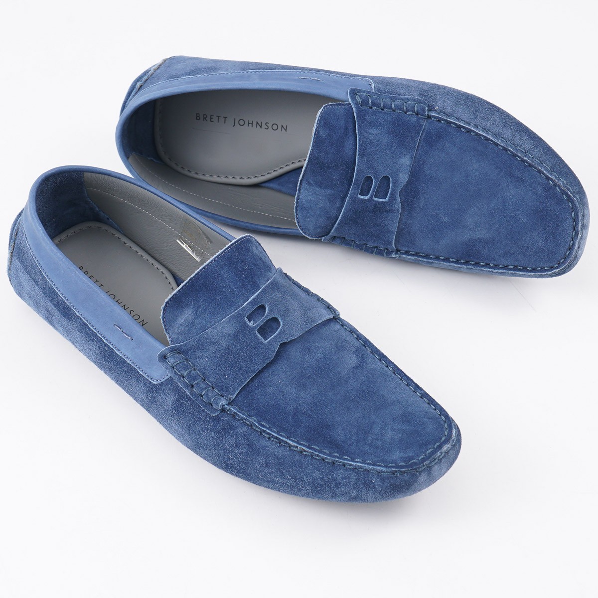 Brett Johnson Slate Blue Calf Suede Driving Moccasins 10.5 (Eu 43.5) Shoes NIB